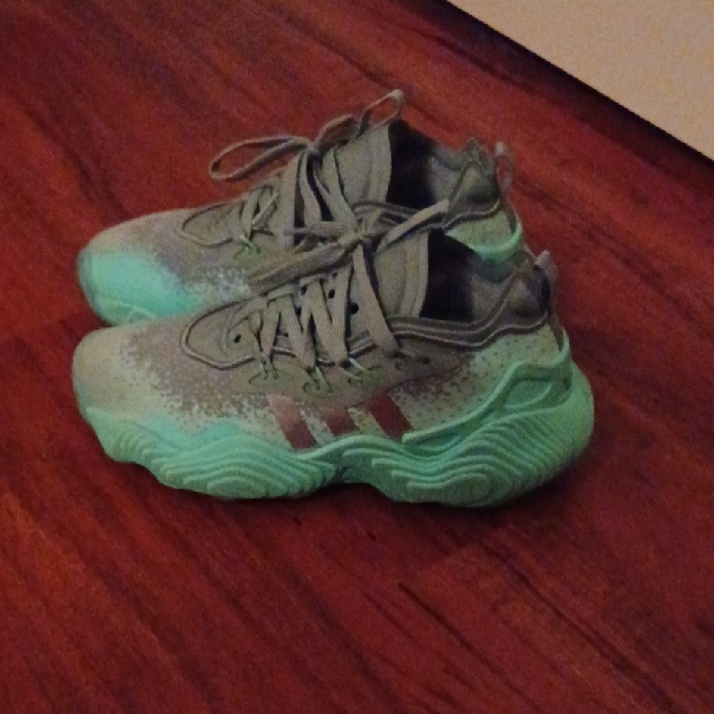 Big Kid's Adidas JadePulse Mint Silver Metallic Trae Young Sz 4.5